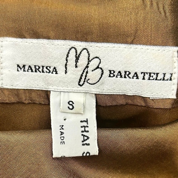 Marisa Baratelli 2-Piece Set 100% Thai Silk Gold Bronze | Size S & 6 - Picture 8 of 11
